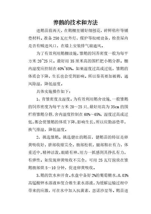 养鹅的技术和方法