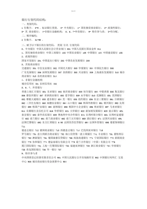 银行机构代码大全