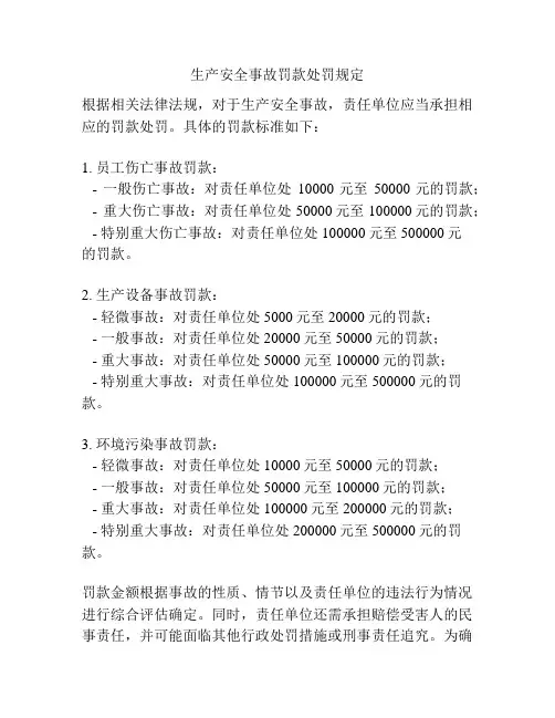 生产安全事故罚款处罚规定