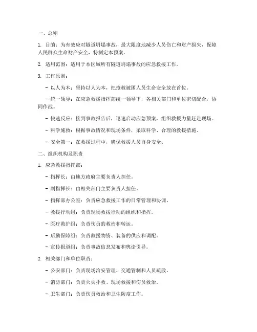 隧道坍塌紧急救援预案