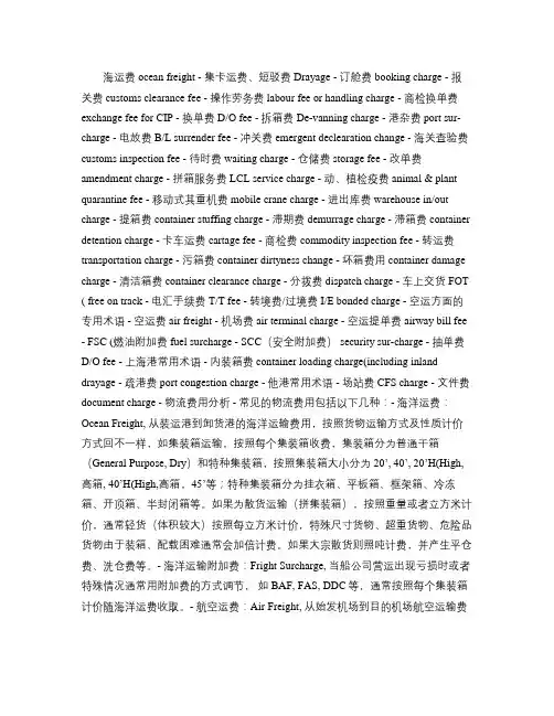 出口物流英语术语概要