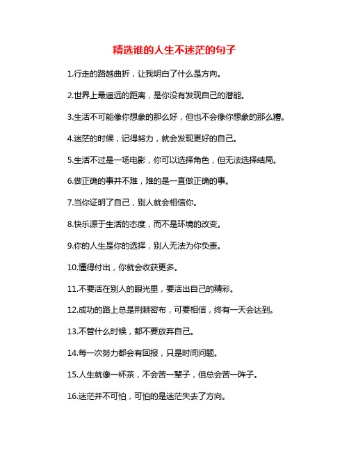 精选谁的人生不迷茫的句子