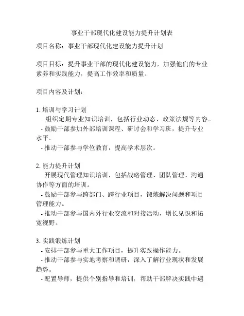 事业干部现代化建设能力提升计划表
