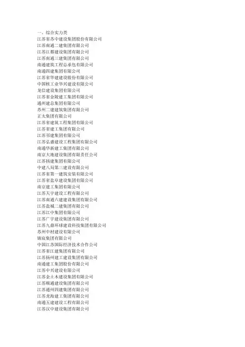 江苏建筑公司排行榜