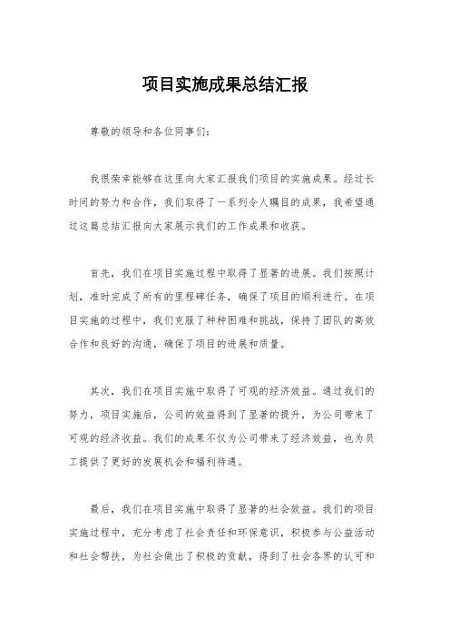 项目实施成果总结汇报