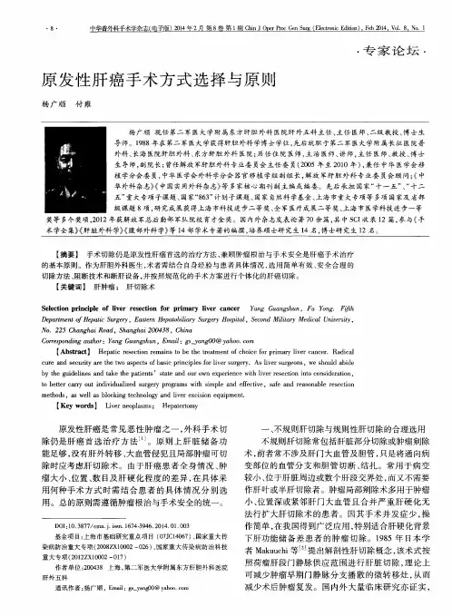原发性肝癌手术方式选择与原则