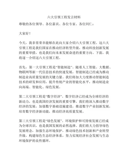六大引领工程发言材料