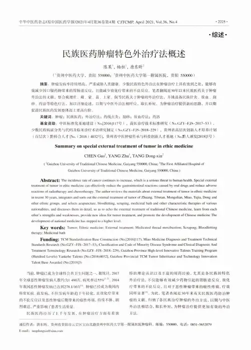 民族医药肿瘤特色外治疗法概述