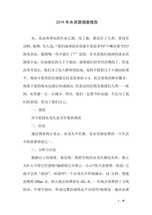2019年水资源调查报告