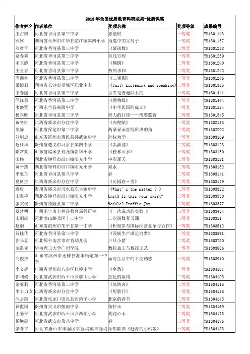 2013年全国优质教育科研成果-优质课奖