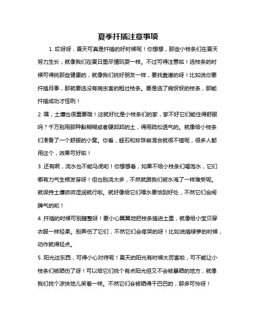 夏季扦插注意事项
