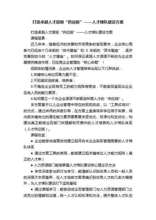 打造卓越人才层级“供应链”——人才梯队建设方案