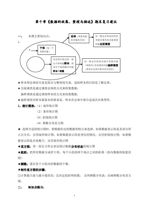 初中七年级数学《数据的收集、整理与描述》期末复习建议