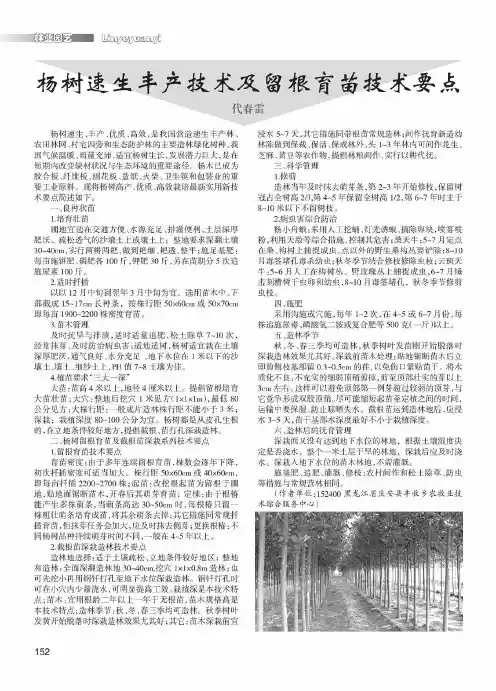 杨树速生丰产技术及留根育苗技术要点
