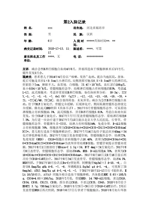 入院记录模板
