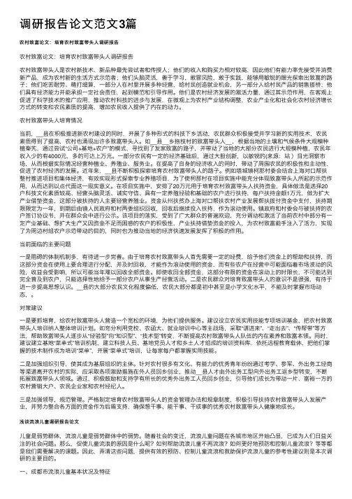 调研报告论文范文3篇