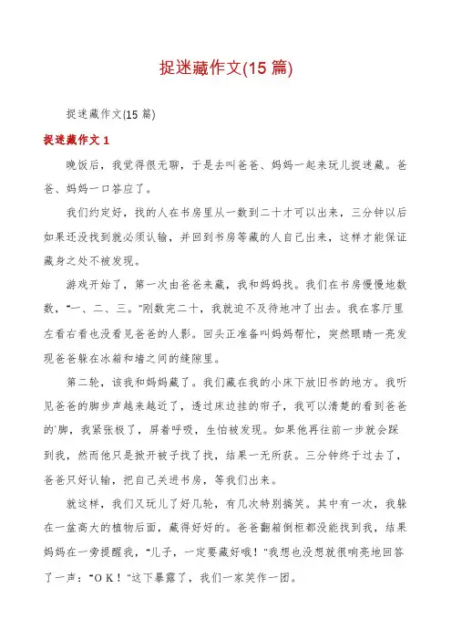 捉迷藏作文(15篇)