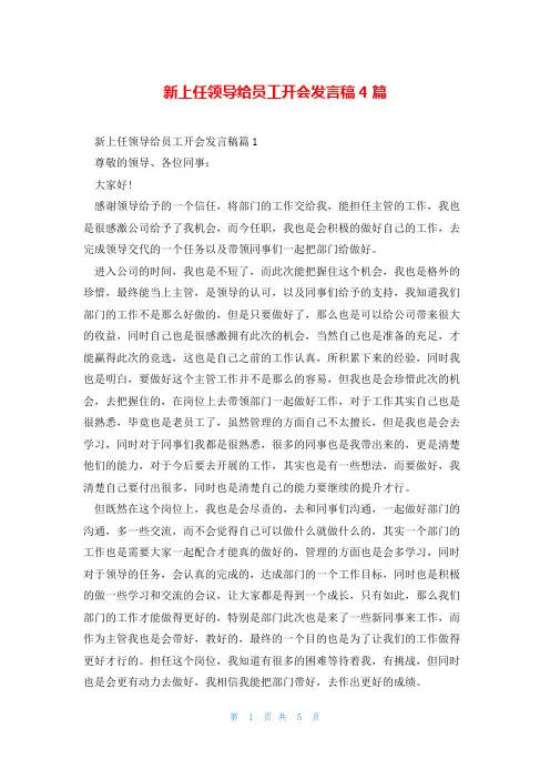 新上任领导给员工开会发言稿4篇