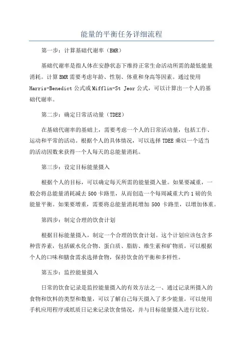 能量的平衡任务详细流程