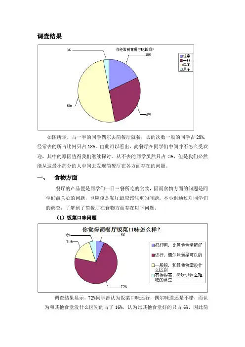 食堂调查统计数据图表以及分析