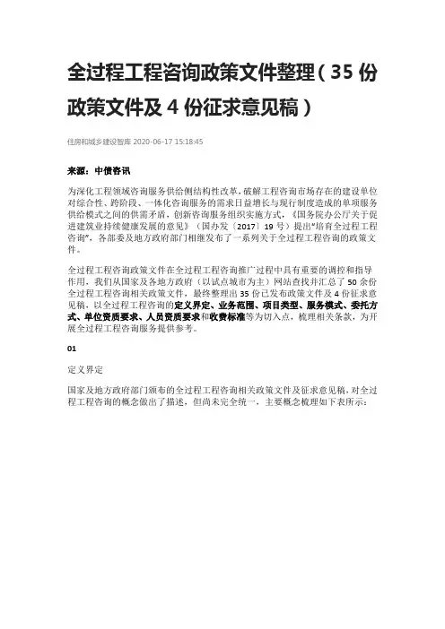 全过程工程咨询政策文件整理