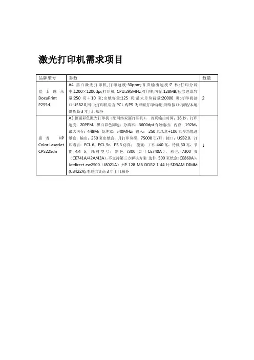激光打印机需求项目