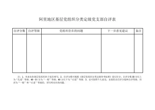 基层党组织分类定级党支部自评表 2