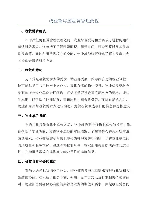 物业部房屋租赁管理流程