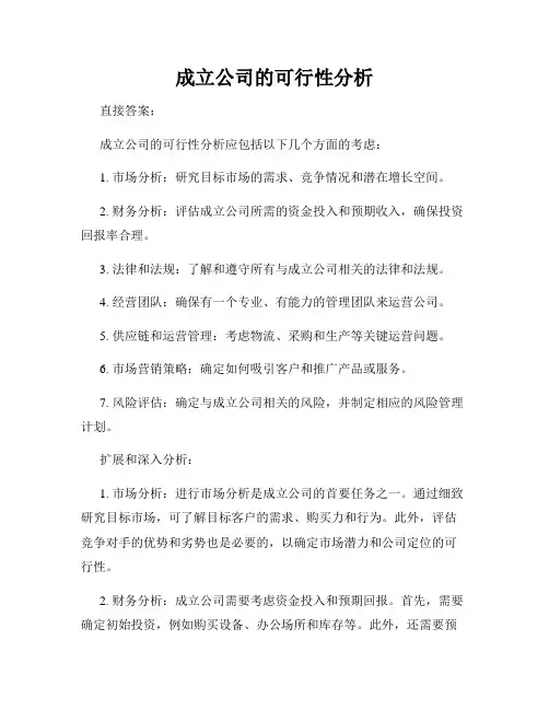 成立公司的可行性分析
