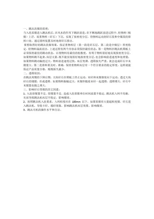 跳汰洗煤的原理