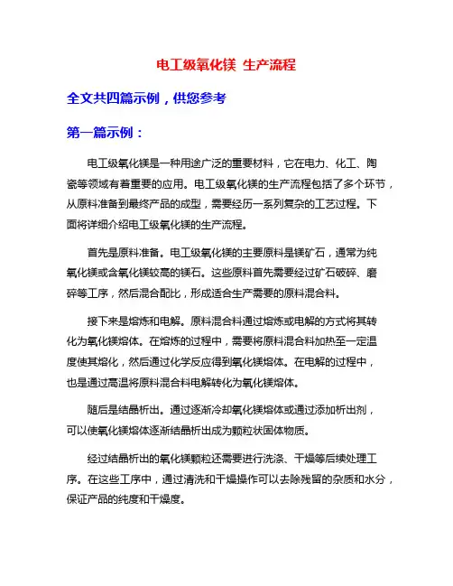 电工级氧化镁 生产流程