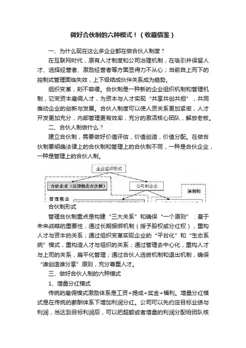 做好合伙制的六种模式！（收藏借鉴）