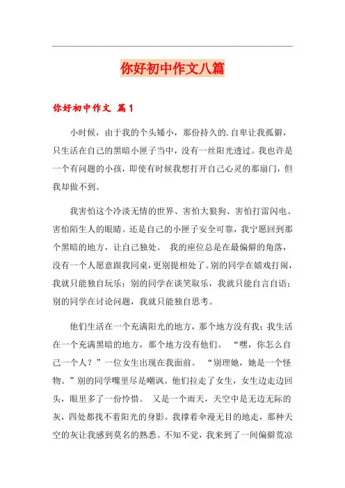 你好初中作文八篇