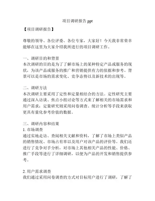 项目调研报告 ppt