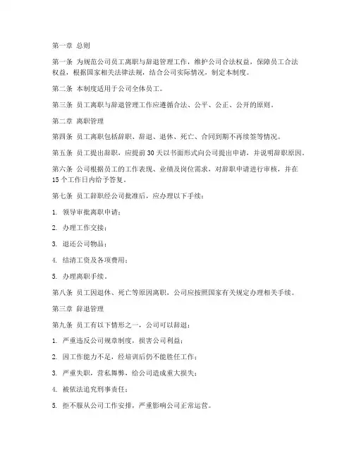 员工离职_辞退管理制度