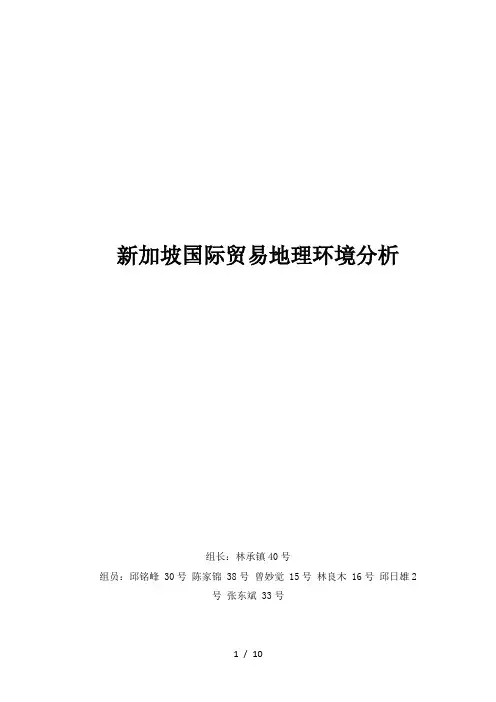 新加坡国际贸易地理环境分析