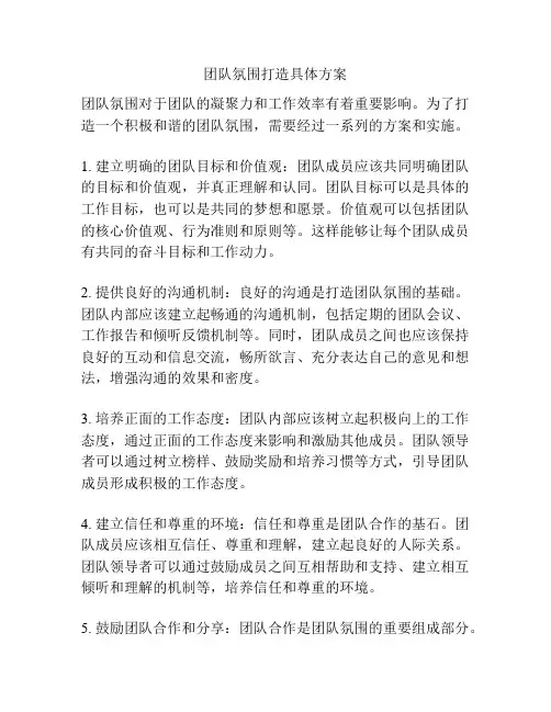 团队氛围打造具体方案