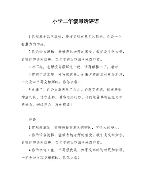 小学二年级写话评语