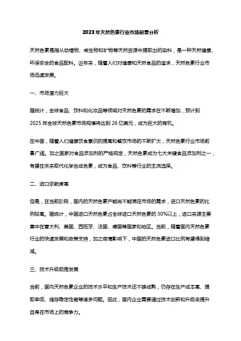 2023年天然色素行业市场前景分析