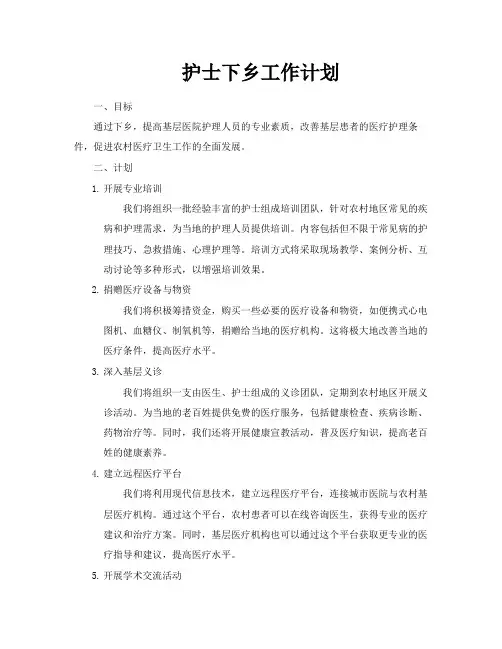 护士下乡工作计划