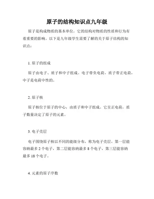 原子的结构知识点九年级