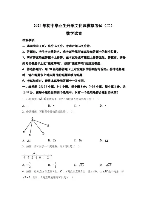 2024年河北省邯郸市中考二模数学试题(含解析)