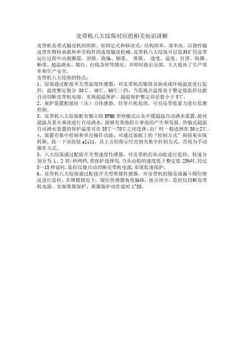 皮带机八大综保对应的相关知识讲解