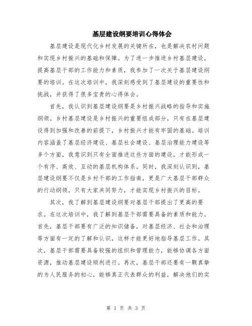 基层建设纲要培训心得体会