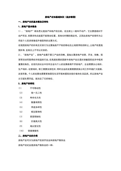 房地产必知基础知识(起步教程)