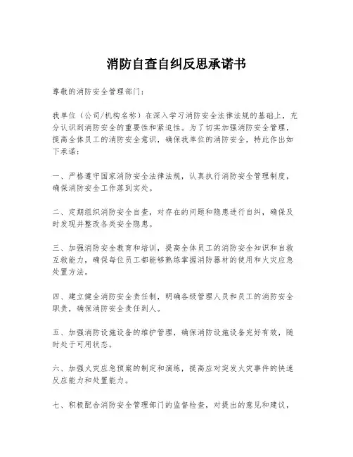 消防自查自纠反思承诺书