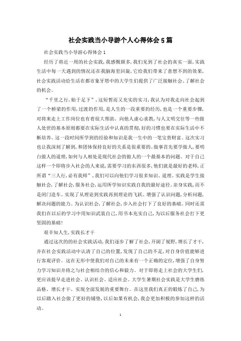 社会实践当小导游个人心得体会5篇