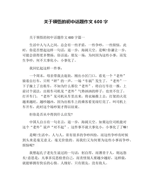 关于领悟的初中话题作文600字