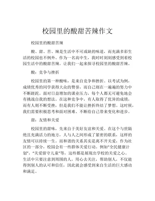 校园里的酸甜苦辣作文