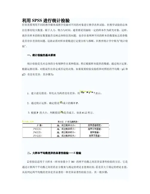 利用SPSS进行统计检验